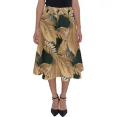 Scrapbook Leaves Decorative Perfect Length Midi Skirt by Nexatart