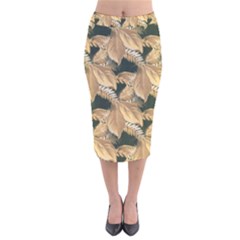 Scrapbook Leaves Decorative Velvet Midi Pencil Skirt by Nexatart