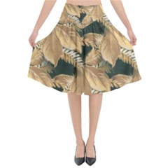 Scrapbook Leaves Decorative Flared Midi Skirt by Nexatart