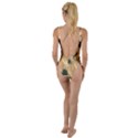 Scrapbook Leaves Decorative High Leg Strappy Swimsuit View2