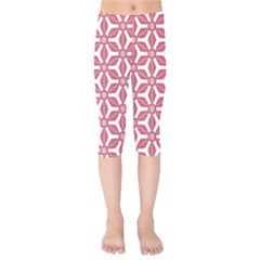 White Background Red Flowers Texture Kids  Capri Leggings  by Nexatart