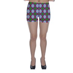 Squares Square Pattern Skinny Shorts by Nexatart