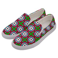 Squares Square Pattern Men s Canvas Slip Ons by Nexatart