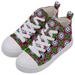 Squares Square Pattern Kids  Mid-top Canvas Sneakers by Nexatart