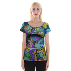 Flowers Abstract Branches Cap Sleeve Top by Nexatart