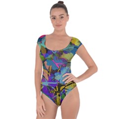 Flowers Abstract Branches Short Sleeve Leotard 