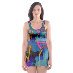 Flowers Abstract Branches Skater Dress Swimsuit