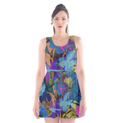 Flowers Abstract Branches Scoop Neck Skater Dress