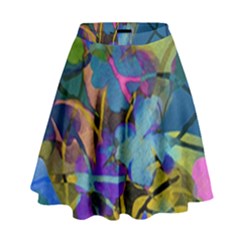 Flowers Abstract Branches High Waist Skirt