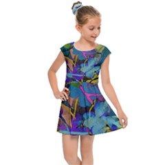 Flowers Abstract Branches Kids  Cap Sleeve Dress