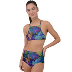 Flowers Abstract Branches High Waist Tankini Set