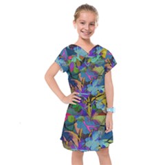 Flowers Abstract Branches Kids  Drop Waist Dress by Nexatart