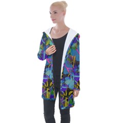 Flowers Abstract Branches Longline Hooded Cardigan