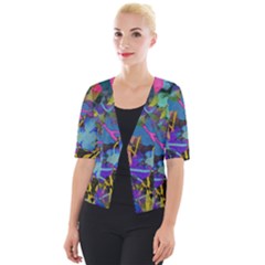 Flowers Abstract Branches Cropped Button Cardigan by Nexatart