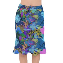 Flowers Abstract Branches Short Mermaid Skirt