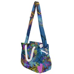 Flowers Abstract Branches Rope Handles Shoulder Strap Bag