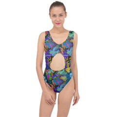 Flowers Abstract Branches Center Cut Out Swimsuit