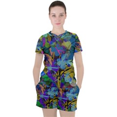 Flowers Abstract Branches Women s Tee And Shorts Set