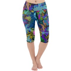 Flowers Abstract Branches Lightweight Velour Cropped Yoga Leggings