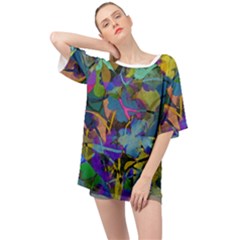 Flowers Abstract Branches Oversized Chiffon Top