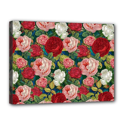 Roses Repeat Floral Bouquet Canvas 16  X 12  (stretched)