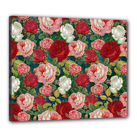 Roses Repeat Floral Bouquet Canvas 24  X 20  (stretched)