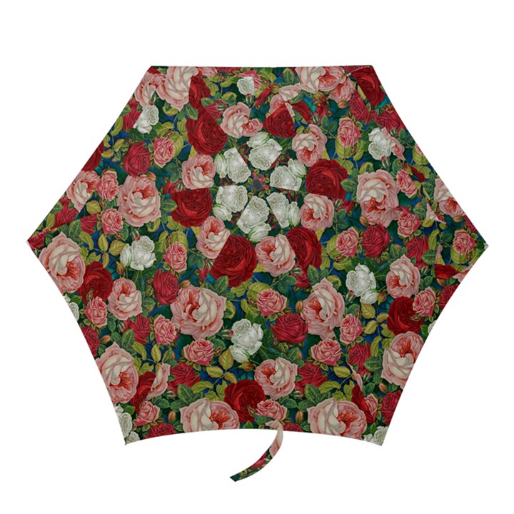 Roses Repeat Floral Bouquet Mini Folding Umbrellas