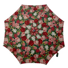 Roses Repeat Floral Bouquet Hook Handle Umbrellas (small)