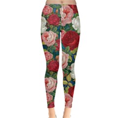 Roses Repeat Floral Bouquet Leggings 