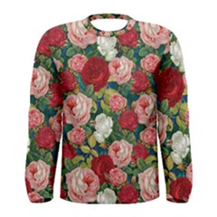 Roses Repeat Floral Bouquet Men s Long Sleeve Tee