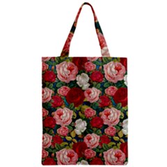 Roses Repeat Floral Bouquet Zipper Classic Tote Bag