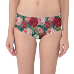 Roses Repeat Floral Bouquet Mid-waist Bikini Bottoms