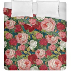 Roses Repeat Floral Bouquet Duvet Cover Double Side (king Size) by Nexatart