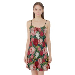 Roses Repeat Floral Bouquet Satin Night Slip