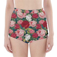 Roses Repeat Floral Bouquet High-waisted Bikini Bottoms