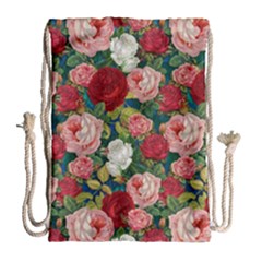 Roses Repeat Floral Bouquet Drawstring Bag (large)