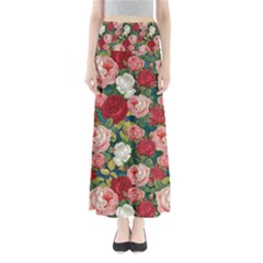 Roses Repeat Floral Bouquet Full Length Maxi Skirt