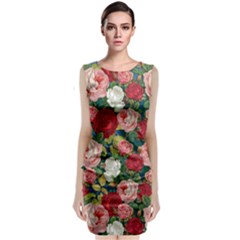 Roses Repeat Floral Bouquet Classic Sleeveless Midi Dress