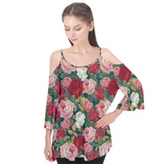 Roses Repeat Floral Bouquet Flutter Tees