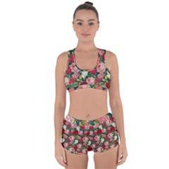 Roses Repeat Floral Bouquet Racerback Boyleg Bikini Set