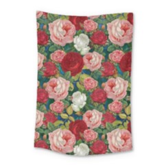 Roses Repeat Floral Bouquet Small Tapestry by Nexatart