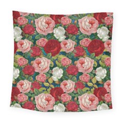 Roses Repeat Floral Bouquet Square Tapestry (large)