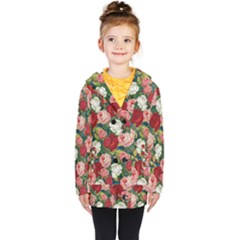 Roses Repeat Floral Bouquet Kids  Double Breasted Button Coat by Nexatart