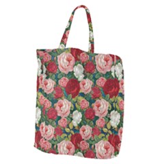 Roses Repeat Floral Bouquet Giant Grocery Tote