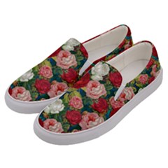 Roses Repeat Floral Bouquet Men s Canvas Slip Ons