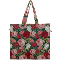 Roses Repeat Floral Bouquet Canvas Travel Bag