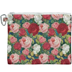 Roses Repeat Floral Bouquet Canvas Cosmetic Bag (xxxl)