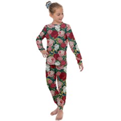 Roses Repeat Floral Bouquet Kids  Long Sleeve Set  by Nexatart