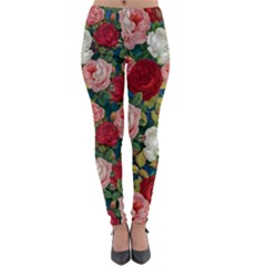 Roses Repeat Floral Bouquet Lightweight Velour Leggings