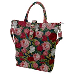 Roses Repeat Floral Bouquet Buckle Top Tote Bag